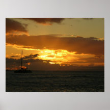 Navigation dans le coucher du soleil affiche