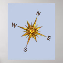 Navigation de points de boussole d'or affiche
