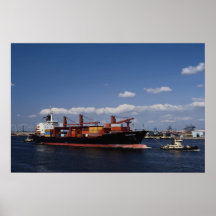 Navire porte-conteneurs, port d'Anvers, Belgique Posters