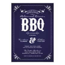 NAVY BLUE RUSTIC VINTAGE CHIC REHEARSAL DINNER BBQ CUSTOM ANNOUNCEMENT