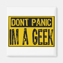 Ne paniquent pas le signe Im un geek - jaune/noir Magnets Pour Réfrigérateur