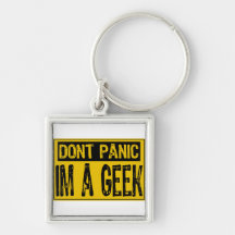 Ne paniquent pas le signe Im un geek - jaune/noir Porte-clés