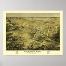 Negaunee, carte panoramique de MI - 1871 Posters