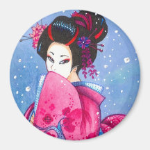 Neige 3" de surprise aimant, art de geisha de Maik