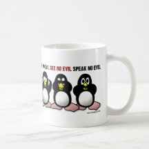 N'entendez aucun pingouin mauvais mug à café