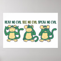 N'entendez aucun vert de singes de mal posters