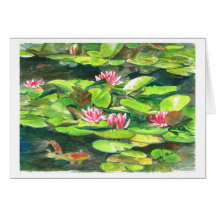 Nénuphars et poissons de Koi Carte De Vœux