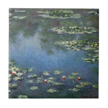 Nénuphars, Monet, fleurs vintages d'impressionisme Carreau