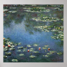 Nénuphars, Monet, fleurs vintages d'impressionisme Posters