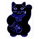 néon de bleu de neko de maneki carte postale