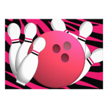 Néon et zèbre de bowling invitations personnalisables