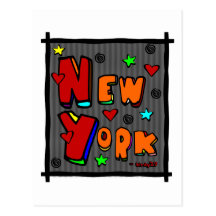 New York génial, art dans le cadre, multicolore Carte Postale