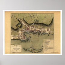 Newport, carte de ville de RI - 1777 Posters