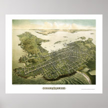 Newport, carte panoramique de RI - 1878 Posters