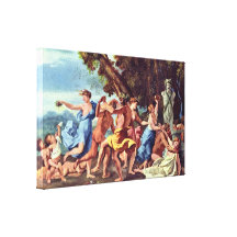 Nicolas Poussin - orgie avant statue de casserole Toile Tendue