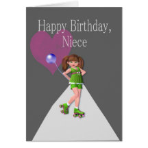 Nièce de joyeux anniversaire, Rollerskates Carte De Vœux