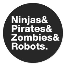 Ninjas et pirates et zombis et robots autocollants