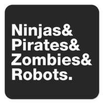 Ninjas et pirates et zombis et robots autocollants