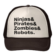 Ninjas et pirates et zombis et robots casquettes