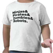Ninjas et pirates et zombis et robots t-shirts