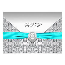 Noces de diamant bleues turquoises RSVP Invitations Personnalisées
