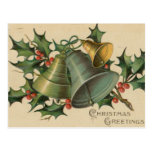 Noël Bells vintage et houx Carte Postale