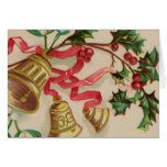Noël Bells vintage, rubans et houx Cartes De Vœux