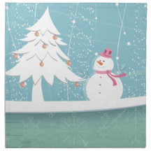 Noël blanc avec le bonhomme de neige serviettes imprimées