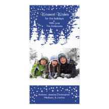 Noël bleu de photo d'arbre de Noël de neige Cartes Avec Photo