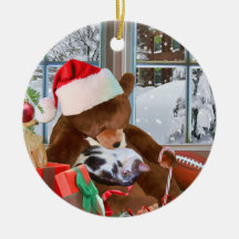 Noël, chat de sommeil, ours de nounours ornement de noël