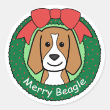 Noël de beagle adhésifs ronds