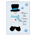 Noël de bleu de bonhomme de neige cartes de vœux