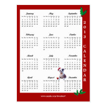 Noël de bouledogue de 2013 calendriers souhaite la