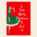 Noël de fille simple moderne de la moitié du siècl cartes