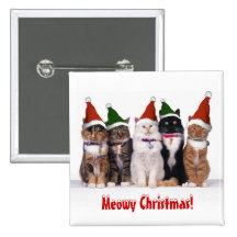 "Noël de Meowy !" Chats dans des chapeaux Pin's