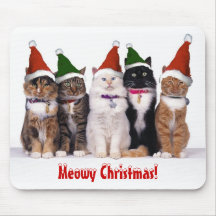 "Noël de Meowy !" Chats dans des chapeaux Tapis De Souris