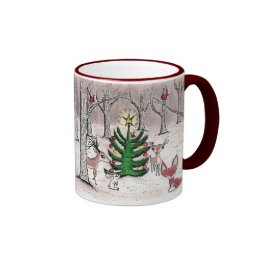 Noël de région boisée d'hiver - tasse