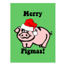 Noël drôle de porc carte postale