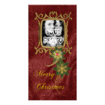Noël élégant de cadre d'or cartes avec photo