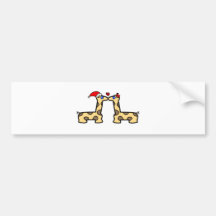 Noël embrassant des girafes autocollant pour voiture
