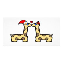 Noël embrassant des girafes modèle pour photocarte