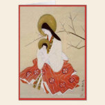 Noël japonais vintage de mère et d'enfant cartes