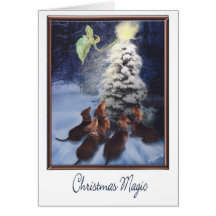 Noël magique de teckel carte de vœux