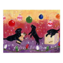 Noël noir de Labrador Cartes Postales