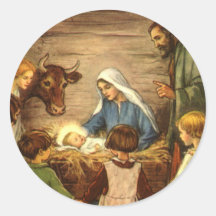 Noël religieux vintage, nativité, bébé Jésus Autocollants