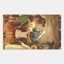Noël religieux vintage, nativité, bébé Jésus Autocollants