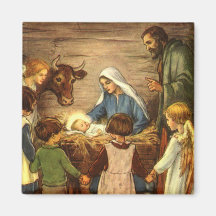 Noël religieux vintage, nativité, bébé Jésus Magnets Pour Réfrigérateur