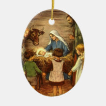 Noël religieux vintage, nativité, bébé Jésus Ornement