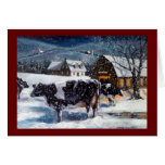 NOËL : VACHES : NEIGE : ART : CARTE