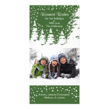 Noël vert de photo d'arbre de Noël de neige Photocartes
